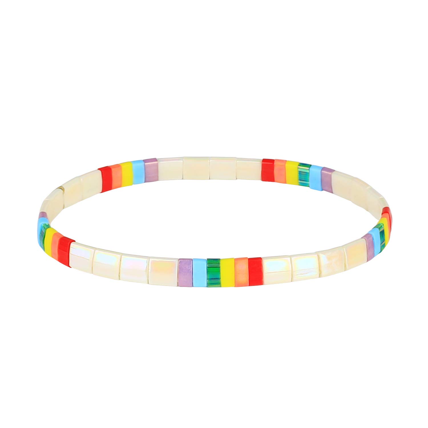 KELITCH Women Bracelets Colorful Strand Stretch Bracelets Mixed Friendship Unique Jewelry Gift - 07D