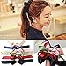 Fashion Women Black Rope Ribbon Bow Knot Elastic Hairband Ponytail Scrunchie Holder (Black)