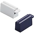 ISKYBOB Set of 2 Rolling Tube Toothpaste Squeezer Dispenser Toothpaste Seat Holder Stands, White+Navy Blue