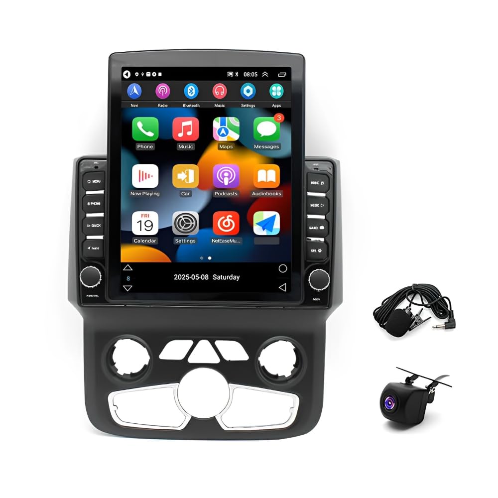 Photo 1 of 9.7" Android 13 Double Din Car Stereo w/Carplay Android Auto for Dodge Ram 1500 2500 3500 2013-2018 (AUTO AC) w/WiFi GPS Bluetooth AHD Backup Camera Mic,SWC/AV in/FM/AM IPS Car Audio Receiver