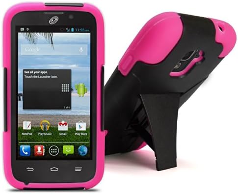 ZTE Majesty Case, MagicMobile Hybrid Shockproof Impact Resistant Rugged Armor Defender with Kickstand / Black - Hot Pink ( For Model Z796C)