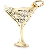 Clotiry 10Pcs Micro Pave Cubic Zirconia Pendants with Jump Ring Wine Glass Charms Champagne Charms for Jewelry Making Necklaces Bracelets Earrings