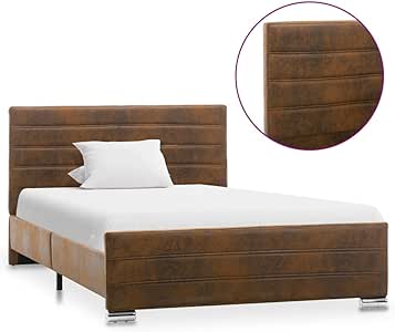 vidaXL - Cama tapizada clásica (120 x 200 cm), color marrón: Amazon.es