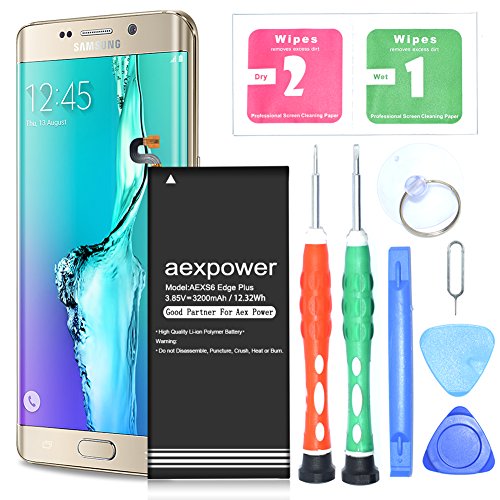 AexPower Upgraded 3200mAh Internal Li-Polymer Replacement EB-BG920ABE Battery for Galaxy S6 Edge Plus SM-G928 EB-BG928ABE G928A G928T G928P G928V With Full Replacement Tool