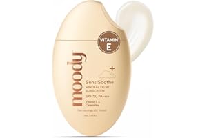 Moody SensiSoothe Mineral Fluid Sunscreen SPF 50 PA+, with Vitamin E & Ceramides, Dermatologically Tested, 50ml