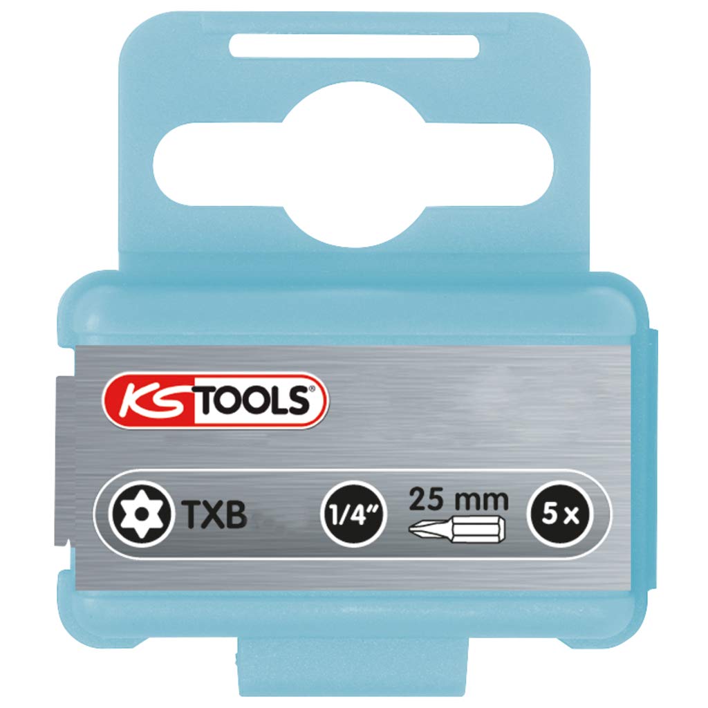 KS Tools 910.2365 1/4" STAINLESS STEEL bit TX tamperproof, 25mm, TB40, pack of 5