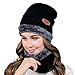 MUCO Mens Womens Winter Beanie Hats Scarf Set Warm Knit Hat Thick Fleece Lined Slouchy Cap Neck Warmer for Men Women
