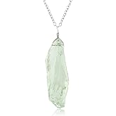 CRYSTALIS Natural Green Amethyst Prasiolite Pendant Necklace, Hypoallergenic, Raw Stone, Gemstone Rough, Chakra Healing Stone, Women Gift Jewelry, 925 Sterling Silver Chain 18 inch