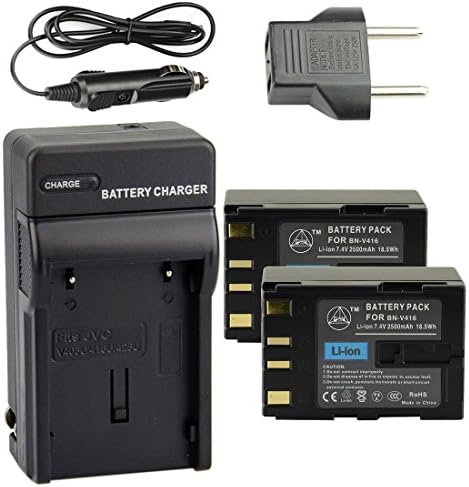 QIAOJINLIN 2-Pack Backup Energy Travel Kit for JVC BN-V416U GR-33 GR-4000 GR-D20 GR-D200 GR-D201 GR-D2000 GR-D21 GR-D22 GR-D23 GR-D30 GR-D31 GR-D33 GR-D34 GR-D40 GR-D43 Digital Camera