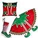 Teresa's Collection 23 Inch Delightful Elf Christmas Stocking with Striped Decorative Corduroy, Themed with Tree Skirt (Not Included)