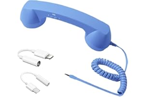Retro Phone Handset for iPhone Android with Adapter, Type-C Vintage Wired Plug-in Handheld 3.5mm Cell Phone Receiver with Mic