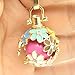 Jingle Bell Ball Flower Copper Locket Necklace for Aromatherapy Essential Oil Fragrance Diffuser