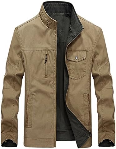 Congcong Men's Reversible Outdoor Military Army Cotton Zip Jacket