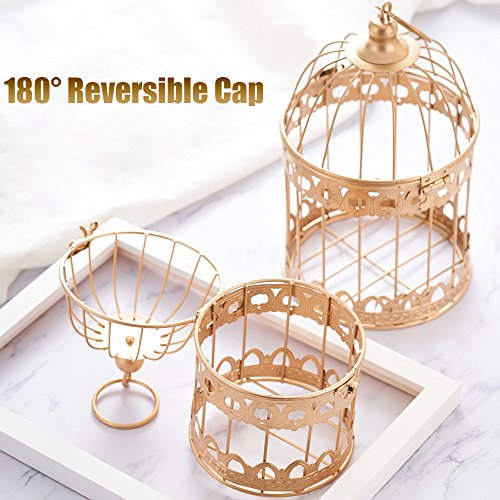 image for LONGBLE 2 Pcs Round Wedding Birdcages Gift Card Holder Decorative Gold