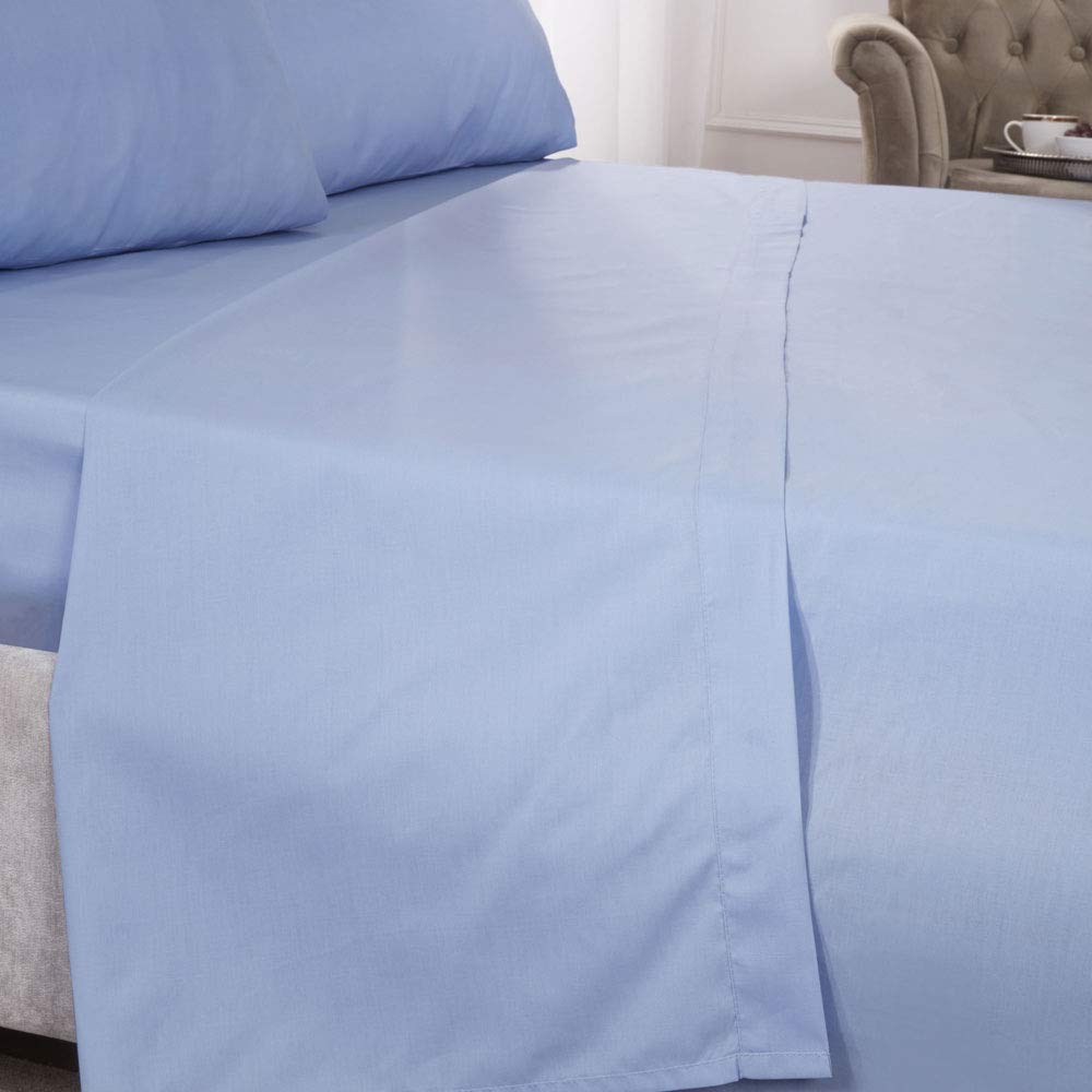 Emma Barclay 180 Thread Count Percale Flat Sheet in Blue - Single Bed