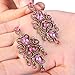 BriLove Wedding Bridal Dangle Earrings for Women Vintage Style Crystal Drop Hollow Filigree Chandelier Earring Pink Antique-Gold-Toned