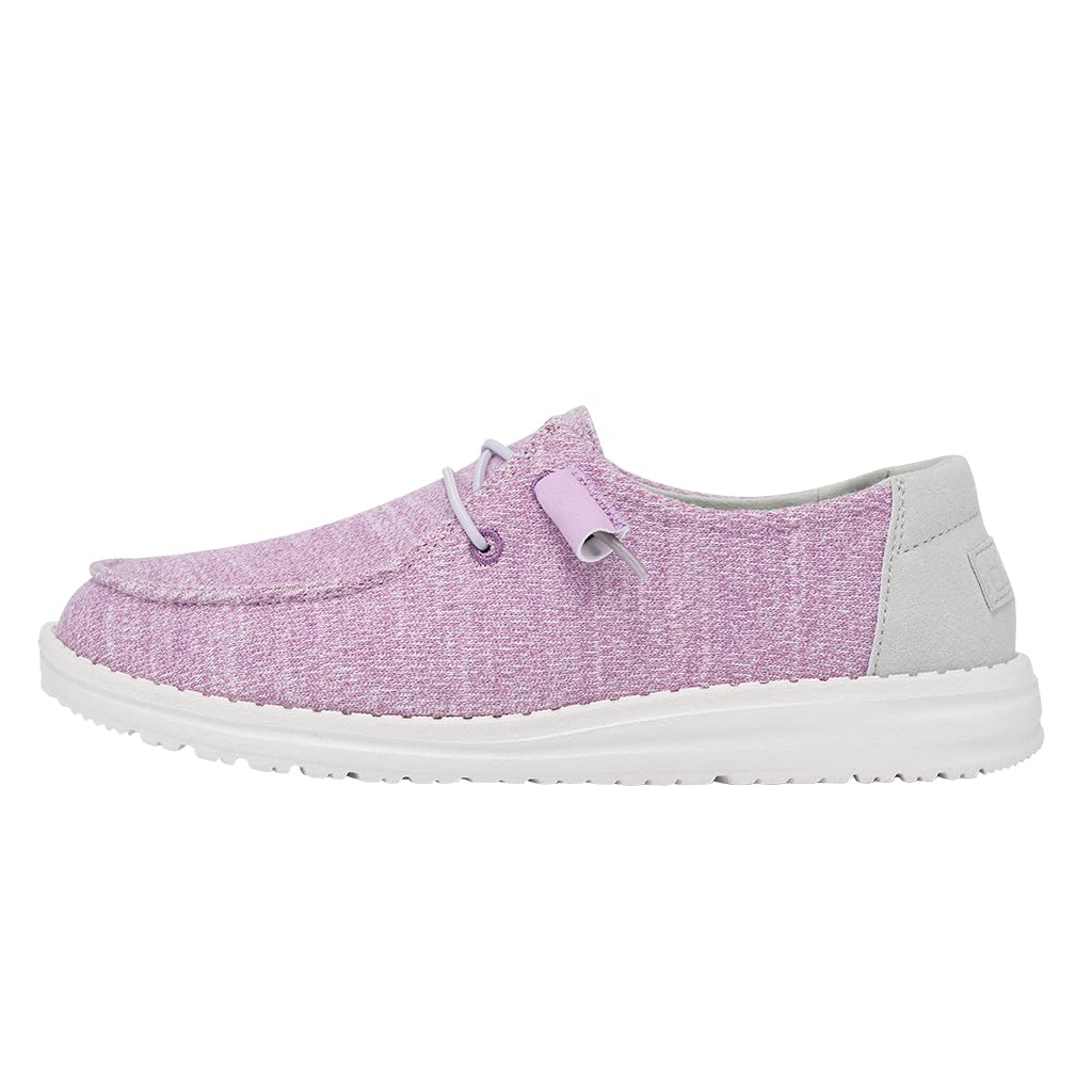 HEYDUDE Women's Wendy Stretch Lavender Size 5 | Women’s Shoes | Women’s Lace Up Loafers | Comfortable & Light-Weight Image