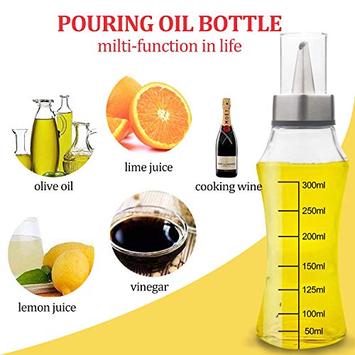 Blasoul Olive Oil Dispenser Bottle with Stainless Steel Easy Pour Spout,14 Ounce Olive Oil Bottles and Vinegar Cruet for Kitchen,Cooking Oil Cruet with Degree Scale