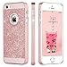 BENTOBEN iPhone SE Case, iPhone 5S Case, iPhone 5 Case, Studded Sparkly Rhinestone Laminate with Shiny Faux Leather Slim Bling Glitter Phone Protective iPhone 5 5S SE Case for Girls, Rose Gold