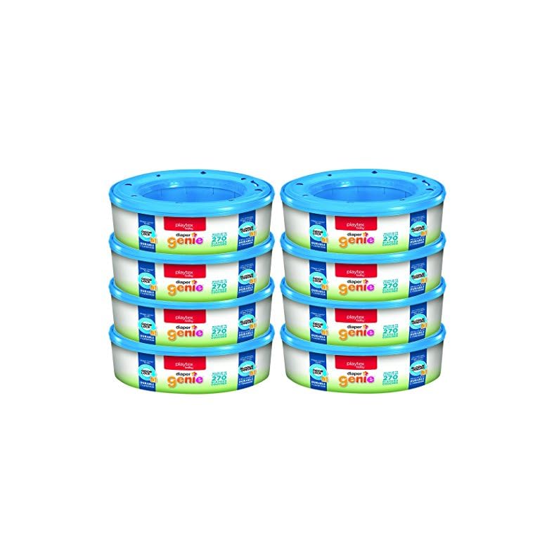 Diaper Genie Bags Refills 270 Count (Pack of 8) with Max Odor Lock | Holds Up to 2160 Newborn Diapers