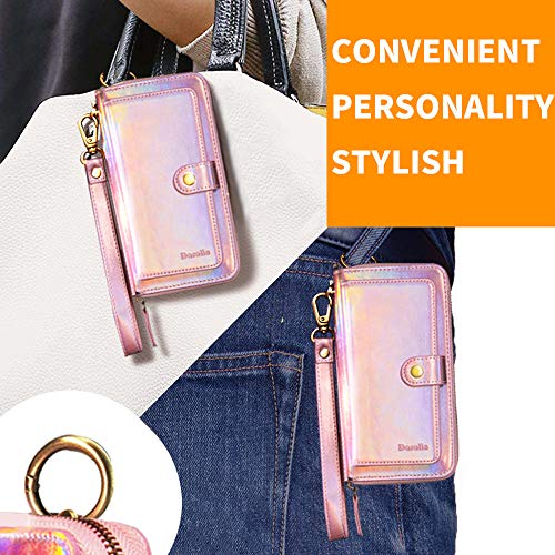 Darolin Case for Samsung Galaxy S10 Plus Leather Wallet Case [Magnetic Detachable] Zipper Case with [Mirror][14 Card Slot][Cash Purse][Coin Pocket] Clutches Evening Bag for Women Girls Men-Rosegold - Thumbnail 5