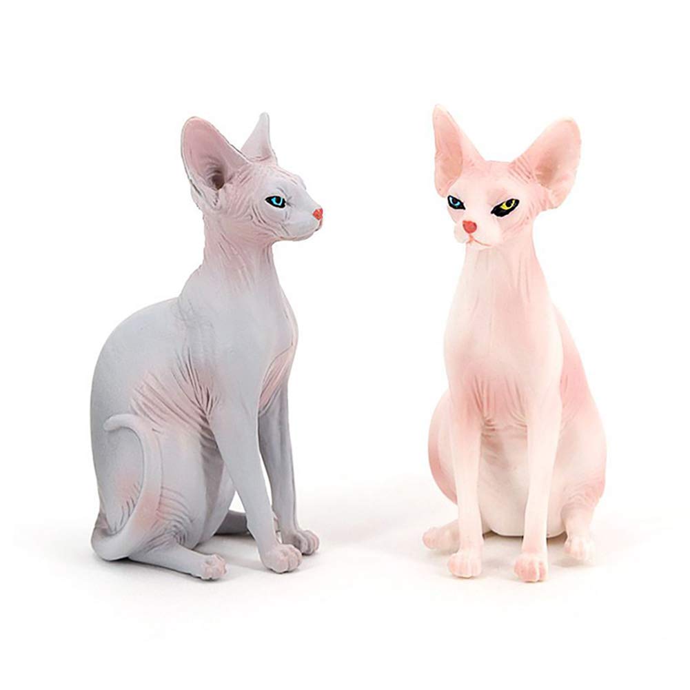 Photo 1 of DOYIFun Simulated Hairless Cat Model Figure Toy, 2 Pcs Realistic Sphynx Hairless Cat Figurines Collection Playset Science Educational Props Toy(Grey&Pink)