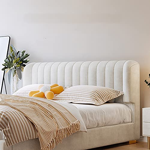 Beige Velvet Upholstered Bed Frame, Vertical Tufted Headboard, Sturdy Solid Wood Support, 600kg Weight Capacity, Queen King Super King Sizes, 5-Day UAE Delivery & Professional Installation