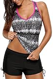 Aleumdr Womens V Neck Color Block Printed Racerback Tankini Swim Top No Bottom S - XXXL