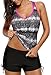 Aleumdr Womens V Neck Color Block Printed Racerback Tankini Swim Top No Bottom S - XXXL