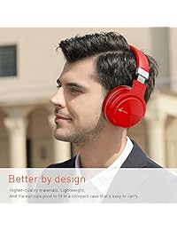 Meidong E7B   Auriculares inalámbricos ligeros con micrófono, sonido Hi Fi y graves profundos, almohadillas de proteínas cómodas, 30 horas de tiempo de reproducción para viajes y trabajo