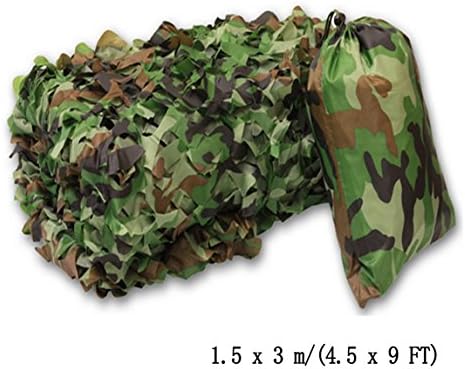 Camouflage Netting for Military, Woodland Camo Net Conglin Blinds Great For Army Camping Training Hunting Shooting Sunscreen Nets (4.5 X 9 FT)