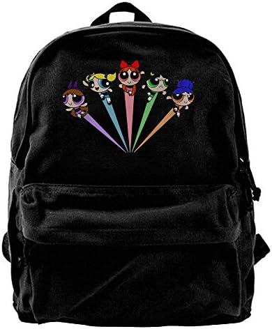 Powerpuff Girls Flying Casual Canvas Backpack School Travel Bag