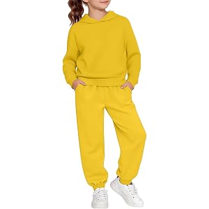 Kids Girls Sweatsuit Set 2 Piece Long Sleeve Pullover Hoodies And Soft Track Pants Toddler Casual Activewear Outfits