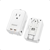 DOACE Pico 45W Universal Travel Adapter with 1 AC, 2 USB C &amp; 2 USB A Ports | Ultra Thin International Power Adapter, Worldwide Travel Essentials for US to UK IT AU CN JP European travel plug adapter