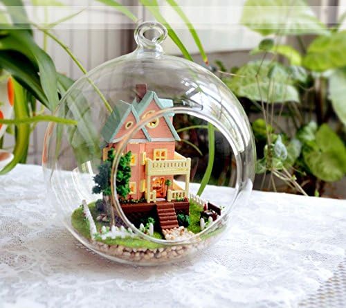 DIY Mini Wooden Dollhouse Miniature Kit w/ LED and Voice control mini villa