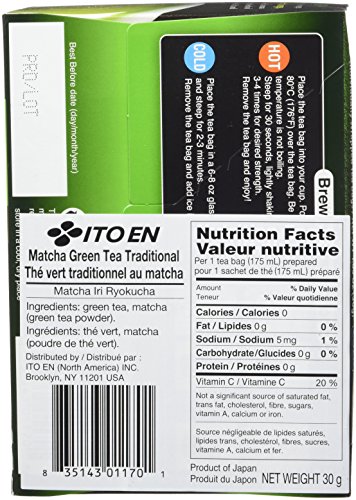 ITO EN Matcha Green Tea, Traditional, Tea Bags (20 Count)