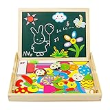 Wooden Educational Toys Drawing Board Games jigsaw Puzzles Magnetic Easel Double Sided for Kids Toddlers Girls Boys Aged 3+