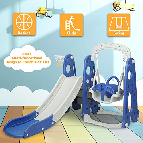 BAHOM Toddler Swing and Slide Set for Backyard Indoor Outdoor, 3 in 1