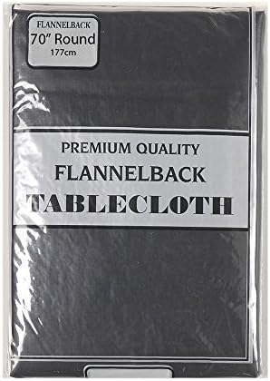 Park Avenue Deluxe Collection Park Avenue Deluxe Collection 70'' Round, Vinyl Tablecloth with Polyester Flannel Backing in Black