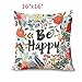 GBSELL Pillow Cover Owl Thanksgiving Turkey Cock Hen Pillow Case Sofa Throw Cushion Cover Home Decor,45cm45cm (Happy)
