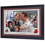 S&E DESING Michael Schumacher Sebastian Vettel Signed Autograph Photo Print Framed MDF