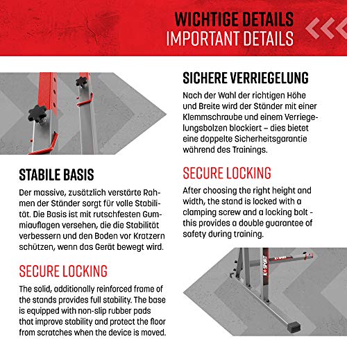 K-Sport-Verstaerkte-Langhantelablage-mit-Absicherung-I-Squat-Rack-fuer-Langhanteltraining-I-Hantel-Ablage-mit-Verstellbarer-Absicherung-I-Kniebeugenstaender-I-Professionelle-Fitnessgeraete-fuer-Zuhaus