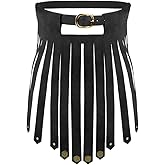 SIQITECHNO Boys Girls Medieval Armor Skirt Leather Roman Apron Belt Vintage Knight Armor Skirt Viking Soldier Cosplay Costume