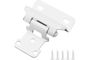 DONANIM 1/2" Overlay Semi Partial Wrap Cabinet White Hinges, 4 Pairs (8 Pcs) Self Closing White Hinges for Variable Kitchen Bathroom Cabinets Cupboard Doors