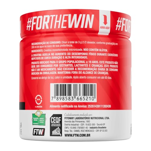Creatina Pura 150G Pote Monohidratada FTW - Sem sabor Explosão de Energia, Força e Resistência - Absorção Rápida para Ganho de Massa e Performance