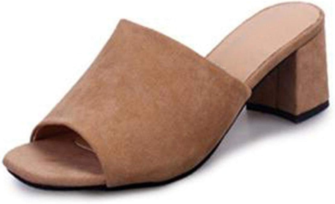 Amazon.com | Triumphes Concise Women Slippers Summer Flock Slingback Lady High Heels Open Toe 
