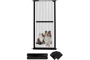 Lumizone Extra Tall Cat Gate 61.02" High Pressure Mounted Extra Wide 30.12"-34.05" (17Sizes) 1.37" Gap No Drilling Auto-Close Tall Pet Gate for Dogs (Black, 30.12"-34.05"/76.5-86cm)