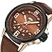 Tonnier Mens Watches Leather Band Calendar Casual Watches for Men, Coffee and Rose Gold