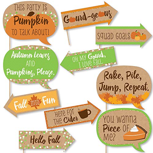 Funny Pumpkin Patch – Fall & Halloween Party Photo Booth Props Kit – 10 Piece