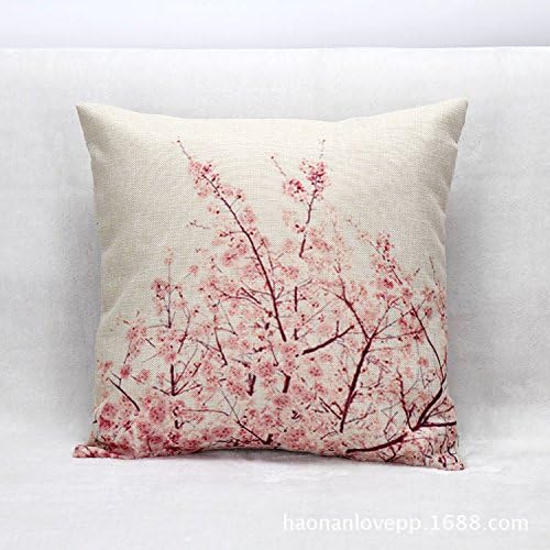 JudyArtOnlineStore Cotton Linen Decorative Throw Pillow Case Cushion Cover Cherry blossoms 18 X 18 inches